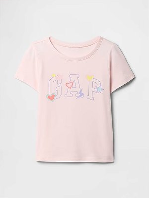 CAMISETA MANGA CURTA GAP - CORAÇÃO ROSA - MENINA