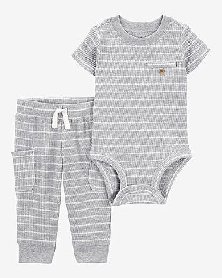CONJUNTO 2 PEÇAS CARTER'S - LISTRADINHO CINZA - MENINO