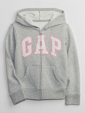 MOLETOM FLANELADO GAP KIDS - LOGO CINZA - MENINA