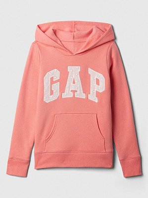 MOLETOM FLANELADO GAP KIDS - LOGO ROSA - MENINA