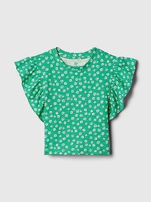 CAMISETA MANGA CURTA GAP - FLORAL VERDE - MENINA