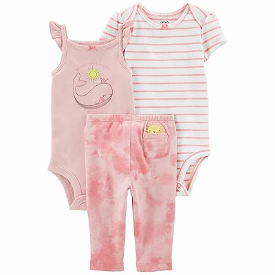 CONJUNTO 3 PEÇAS CARTER'S - BALEIA - MENINA