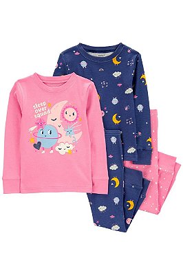 PIJAMA 4 PEÇAS CARTER'S - ESTRELINHAS ROSA - MENINA