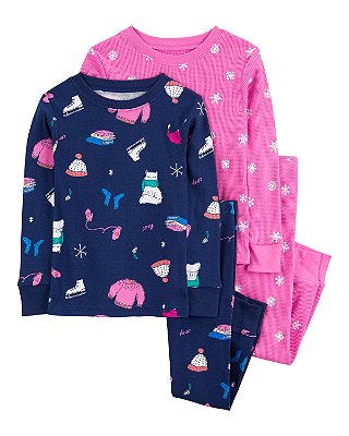 PIJAMA 4 PEÇAS CARTER'S - NEVE ROSA - MENINA