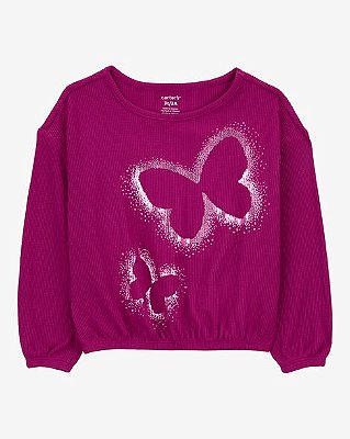 CAMISETA MANGA LONGA CARTER'S - ROSA BORBOLETA - MENINA