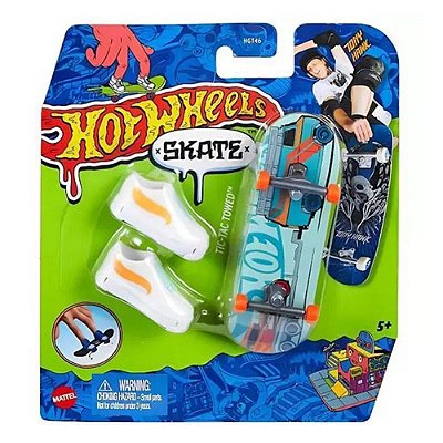 MINI SKATE DE DEDO HOT WHEELS - TÊNIS BRANCO COM LARANJA - MENINO