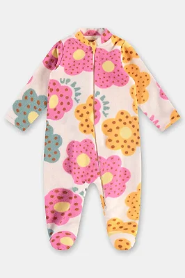 MACACÃO FLEECE UP BABY - FLORAL  - MENINA