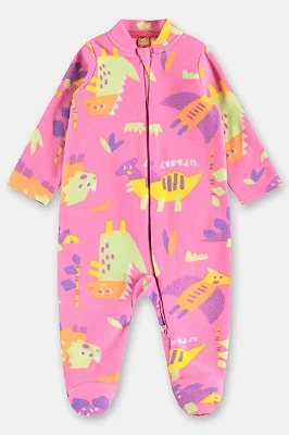 MACACÃO FLEECE UP BABY - DINOS NEON - MENINA