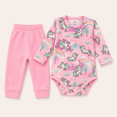 PIJAMA 2 PEÇAS SOFT PETTENATI FOFOTINHOS - UNICÓRNIO ROSA NEON - MENINA