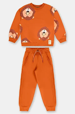 CONJUNTO MOLETOM 2 PEÇAS UP BABY KIDS - LEÃOZINHO LARANJA - MENINO