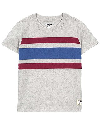 CAMISETA MANGA CURTA OSHKOSH - LISTRAS AZUL E VERMELHO - MENINO