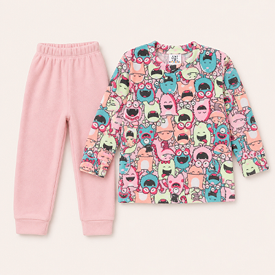 PIJAMA 2 PEÇAS SOFT PETTENATI FOFOTINHOS KIDS - MONSTRINHOS ROSA NEON - MENINA