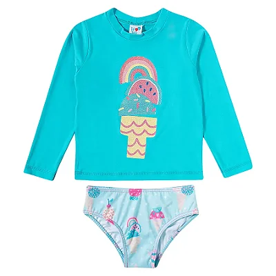 MODA PRAIA 2 PEÇAS TIP TOP KIDS - SORVETINHO - PROTEÇÃO UV50+ - MENINA