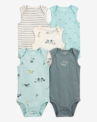 KIT 5 BODIES MANGA REGATA CARTER'S - BEACH - MENINO