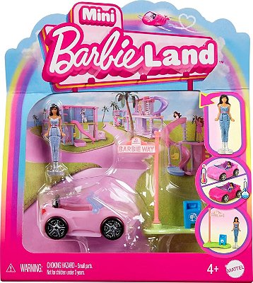 BARBIE LAND MINI MATTEL - PLACA DE RUA E CARRO - MENINA