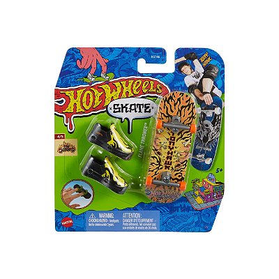 MINI SKATE DE DEDO HOT WHEELS - TÊNIS PRETO E AMARELO - MENINO