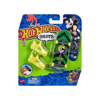 MINI SKATE DE DEDO HOT WHEELS - TÊNIS AMARELO COM VERDE 68 - MENINO