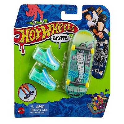 MINI SKATE DE DEDO - TÊNIS VERDE E AZUL -  HOT WHEELS