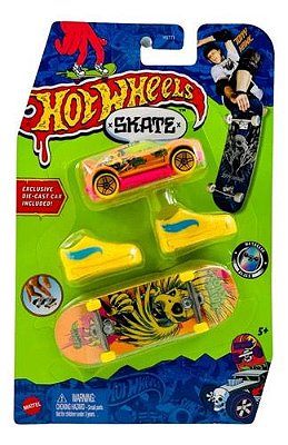 SKATE DE DEDO COM CARRINHO - TÊNIS AMARELO COM AZUL - MATTEL