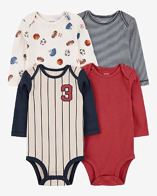 KIT 4 BODIES MANGA LONGA CARTER'S - BASQUETE - MENINO