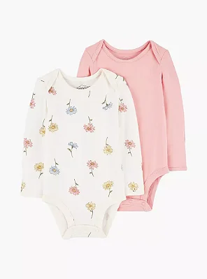 KIT 2 BODIES MANGA LONGA PURELY SOFT CARTER'S - FLORAL - MENINA