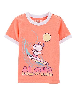 CAMISETA MANGA CURTA OSHKOSH - SNOOPY CORAL - MENINO