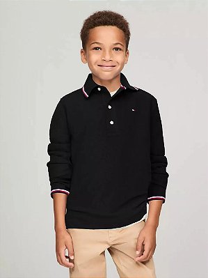 CAMISETA MANGA LONGA POLO TOMMY HILFIGER - PRETO - MENINO