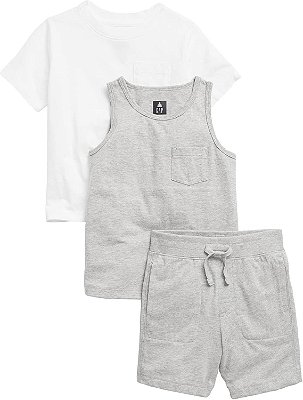 CONJUNTO MOLETINHO VERÃO 3 PEÇAS GAP - CINZA - MENINO