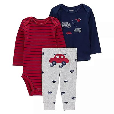 CONJUNTO 3 PEÇAS CARTER'S - CARRINHO - MENINO