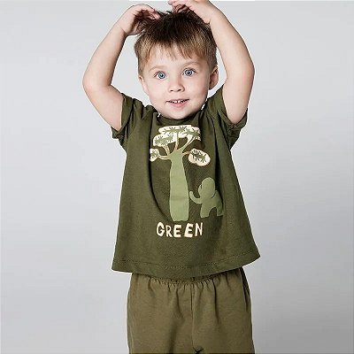 CAMISETA MANGA CURTA GREEN - ELEFANTINHO VERDE - MENINO