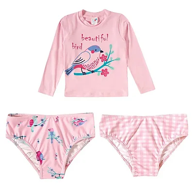 MODA PRAIA TIP TOP TODDLER - PASSARINHO- PROTEÇÃO UV50+ - MENINA