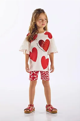 CONJUNTO VERÃO 2 PEÇAS UP BABY - CORAÇÃO VERMELHO - MENINA