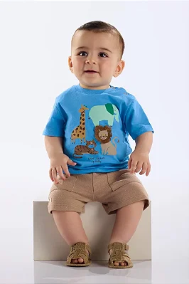 CONJUNTO VERÃO 2 PEÇAS UP BABY - ZOO AZUL - MENINO