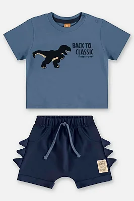 CONJUNTO VERÃO 2 PEÇAS UP BABY - DINO AZUL - MENINO