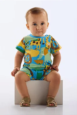 MACACÃO ROMPER UP BABY - ZOO - MENINO