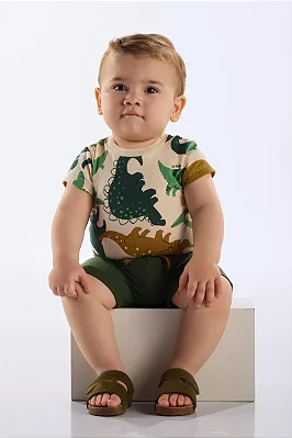 CONJUNTO COM BODY VERÃO  2  PEÇAS UP BABY - DINO  - MENINO