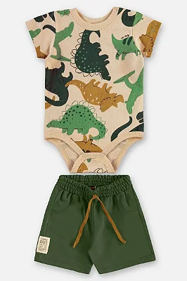 CONJUNTO VERÃO 2 PEÇAS UP BABY - DINO VERDE - MENINO