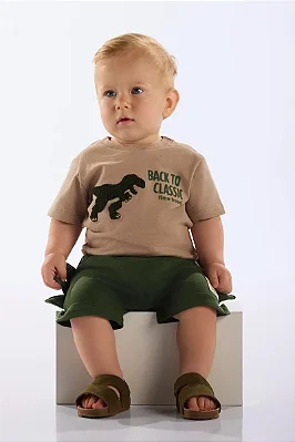 CONJUNTO VERÃO 2 PEÇAS UP BABY - DINO VERDE  - MENINO