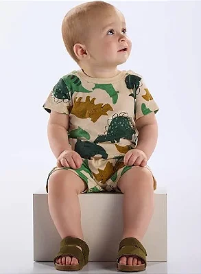 MACACÃO ROMPER UP BABY  -  DINO VERDE - MENINO
