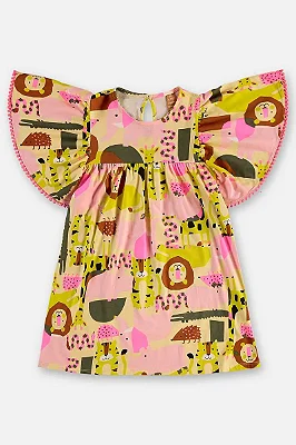 VESTIDO UP BABY - ZOO ROSA  - MENINA