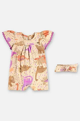 MACACÃO ROMPER UP BABY - DINO - MENINA