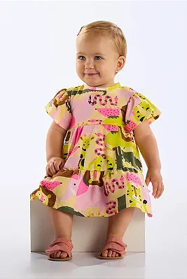 VESTIDO UP BABY - ZOO ROSA  - MENINA