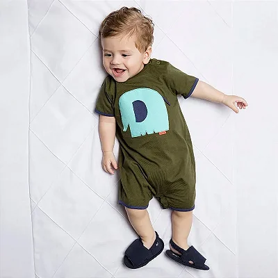 MACACÃO ROMPER GREEN BABY - ELEFANTE B - MENINO
