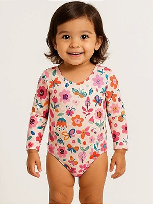 MAIÔ MODA PRAIA TIP TOP TODDLER - FLORZINHA - PROTEÇÃO UV50+ - MENINA