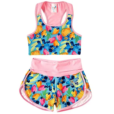 CONJUNTO FITNESS 2 PEÇAS TIP TOP KIDS - CAJU - PROTEÇÃO 50+ MENINA