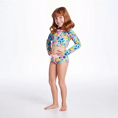 MODA PRAIA TIP TOP CONJUNTO JUVENIL- CAJU - PROTEÇÃO UV50+ - MENINA