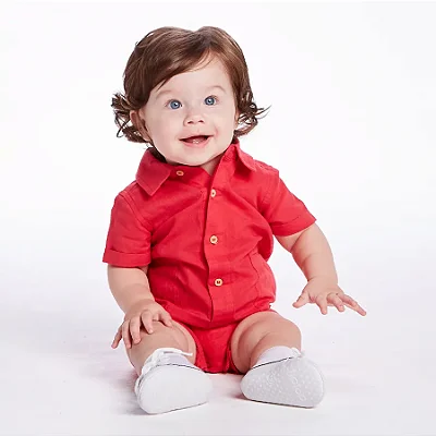 MACACÃO ROMPER TIP TOP BEBÊ  - VERMELHO - MENINO