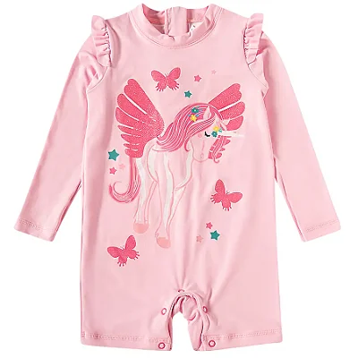MODA PRAIA MACAÇÃO TIP TOP TODDLER - UNICÓRNIO - PROTEÇÃO UV50+ - MENINA
