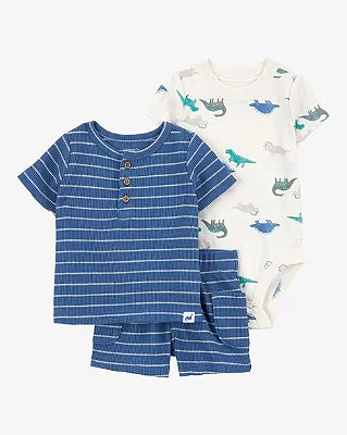 CONJUNTO VERÃO 3 PEÇAS CARTER'S - DINO AZUL - MENINO