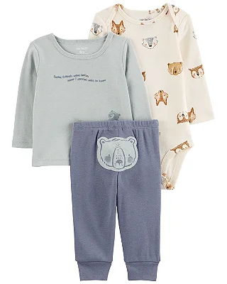 CONJUNTO 3 PEÇAS CARTER'S - ZOO - MENINO